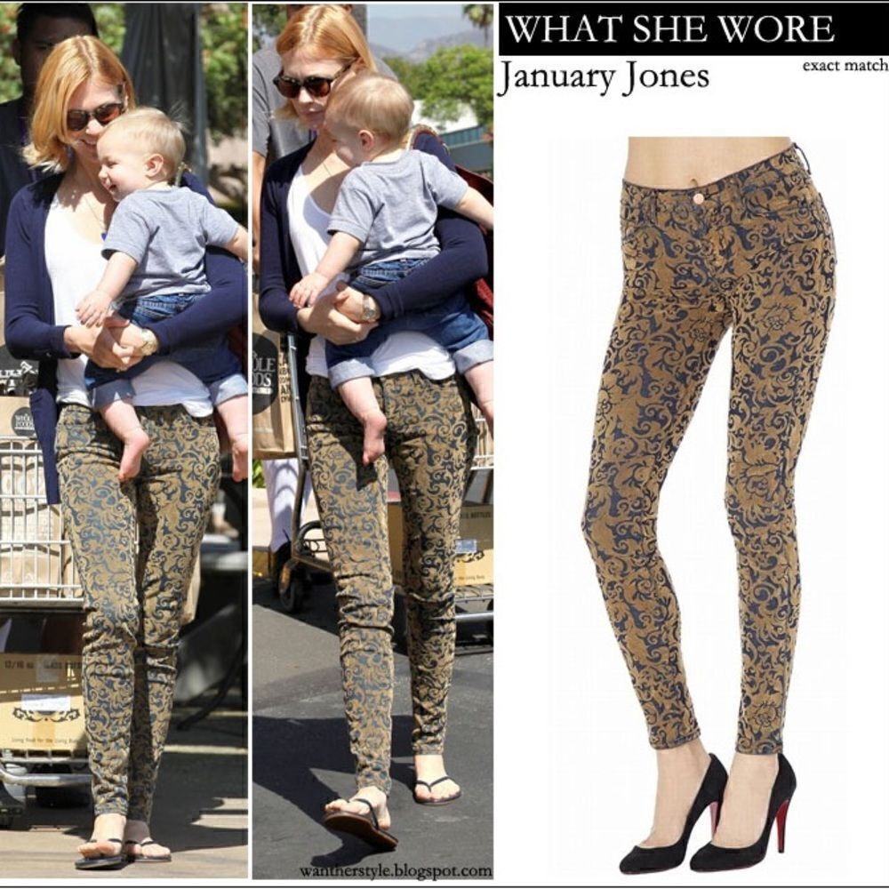 J Brand Gold Brocade Skinny Jean